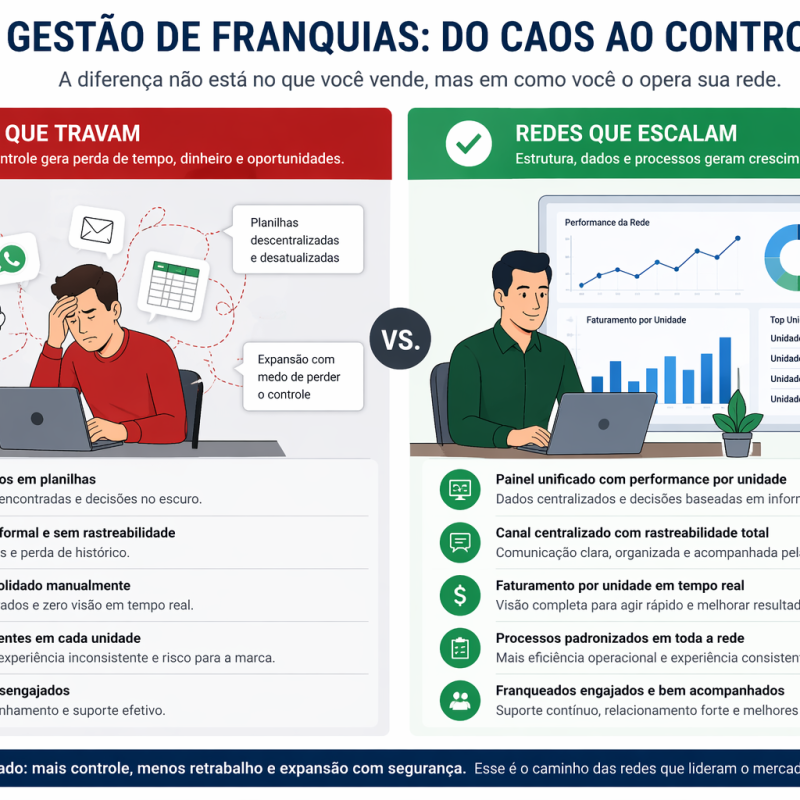 gestão de franquias com unidades conectadas em sistema central