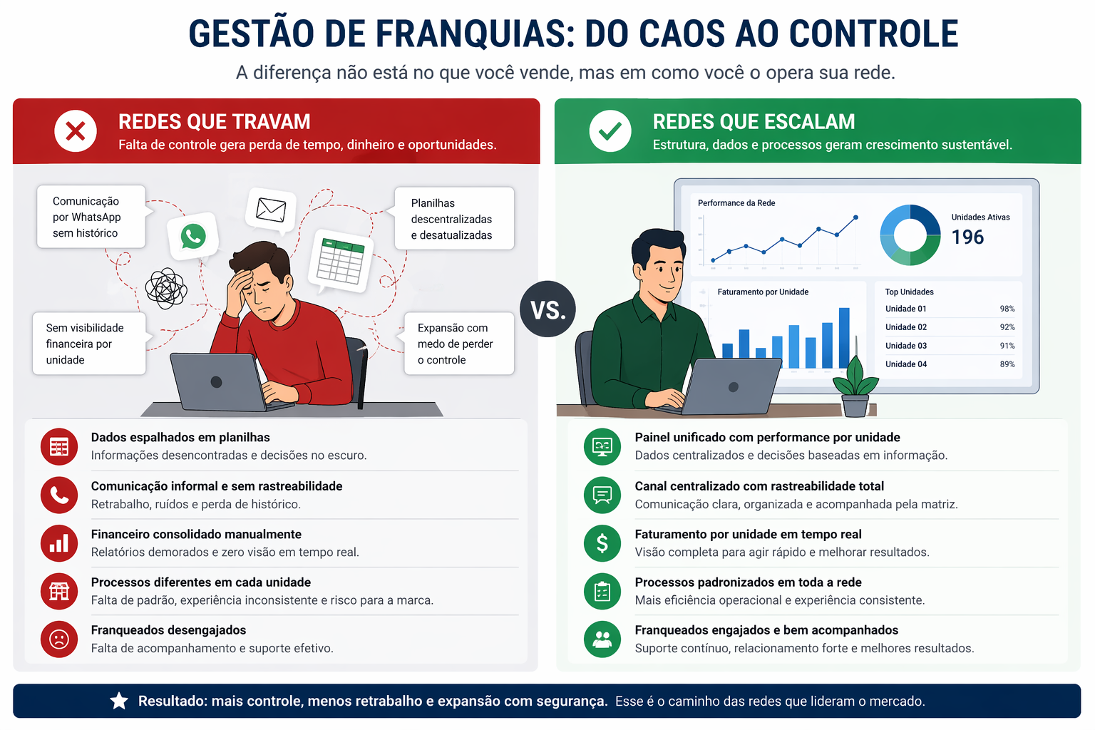 gestão de franquias com unidades conectadas em sistema central